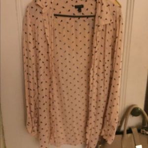 Talbots Blush button down top with birds